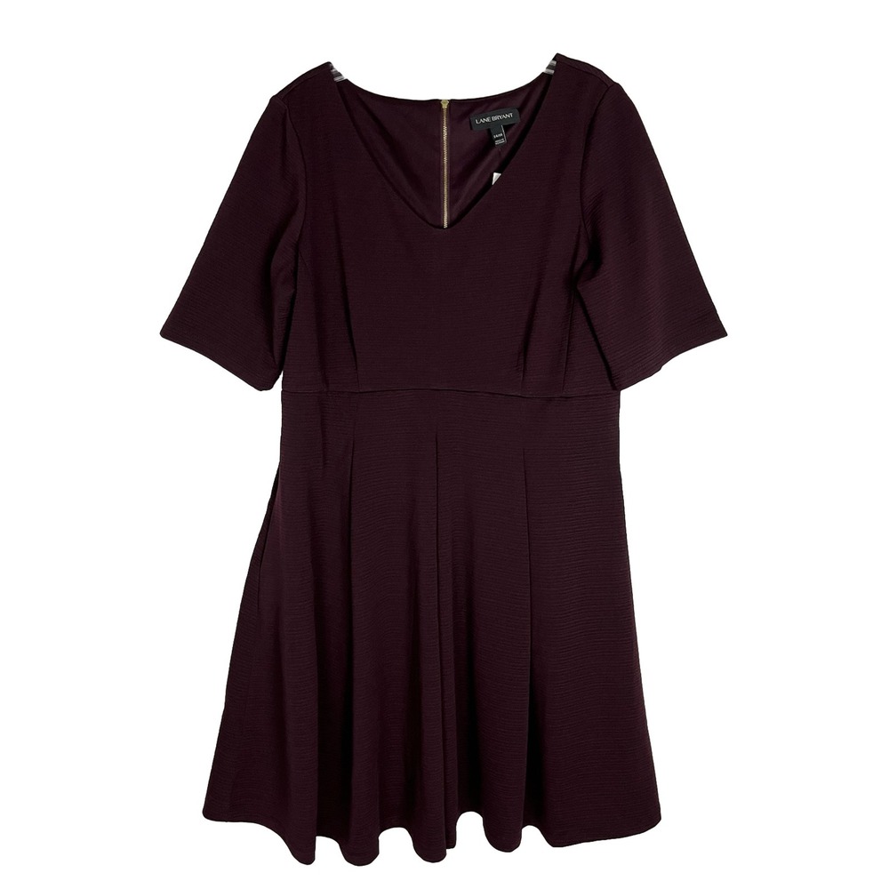 Lane Bryant Womens short sleeve‎ VNeck Plum stretch formal dress, size 14/16 NWT
